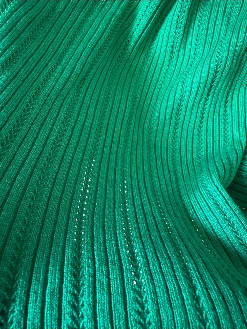 Green Ribbed Zip-Front Women's Sweater - Picture 3 of 4